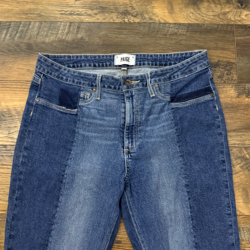 PAIGE Taylor Straight Lyla Jeans Womens 31 High Rise Raw Hem Crop Denim - Picture 2 of 7